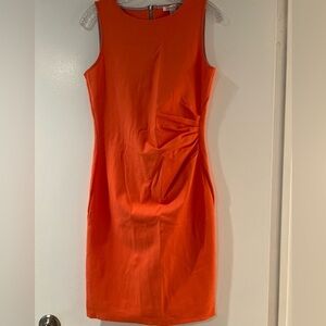 Kenneth Cole New York Sleeveless Orange Midi Dress
